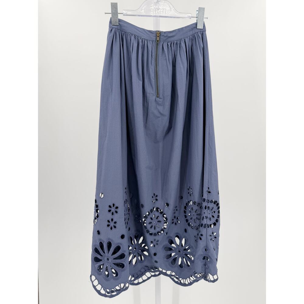 The Great Skirt Eyelet Super Bloom Dusty Blue Vintage Midi NWT Summer Small - Picture 3 of 8